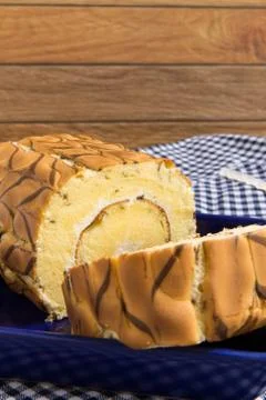 Vanilla Marble Roll Cake Stock Photos