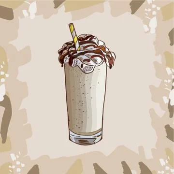 Vanilla Milkshake recipe. Menu element for cafe or restaurant with milk fresh Stock Illustration