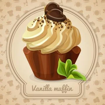 Vanilla muffin label Stock Illustration