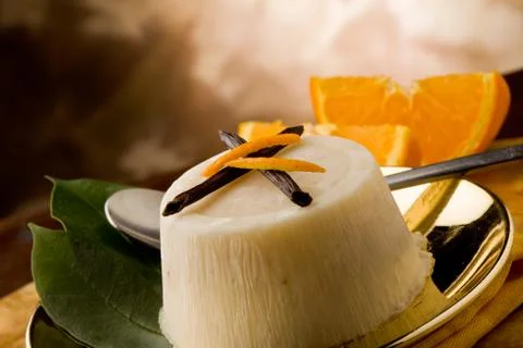 Vanilla orange pudding Stock Photos