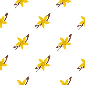 Vanilla pods and flower pattern flat Stock Illustration