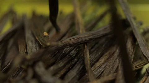 Vanilla Pods Falling onto each other Closeup 動画素材 99163762