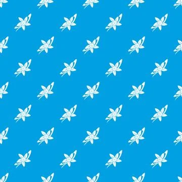 Vanilla sticks with a flower pattern seamless blue Stock Illustration