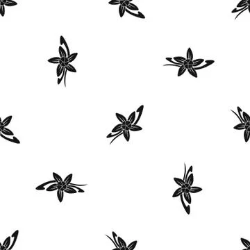 Vanilla sticks with a flower pattern seamless black Stock Illustration