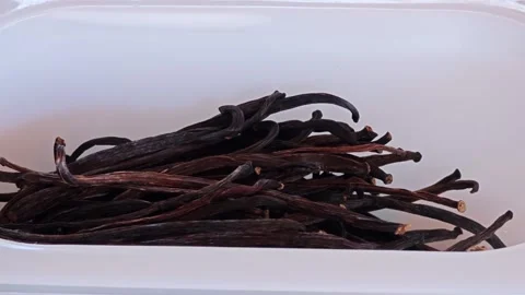 Vanilla sticks in white box. Stock Footage 307767807