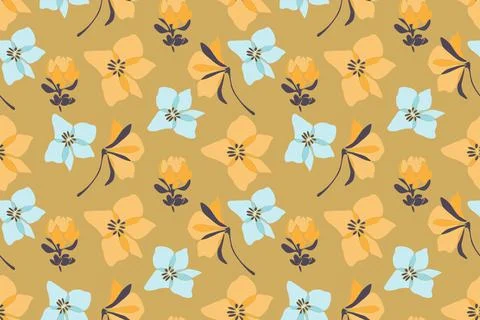 Vanilla vector seamless pattern with pale flowers. Stock Illustration