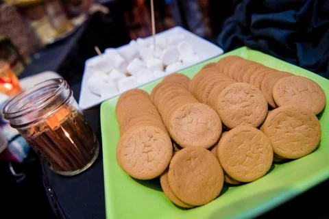 Vanilla wafer dessert spread closeup Foto stock