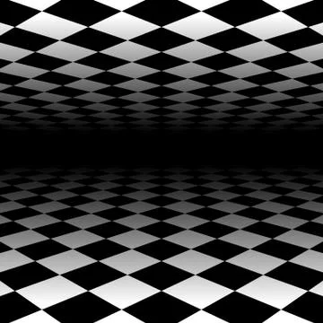 Vanishing checkered surface. 3d surface in perspective. Vector background. Stock Illustration