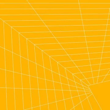 Vanishing point corridor perspective grid yellow retro background vector Illustrazione stock