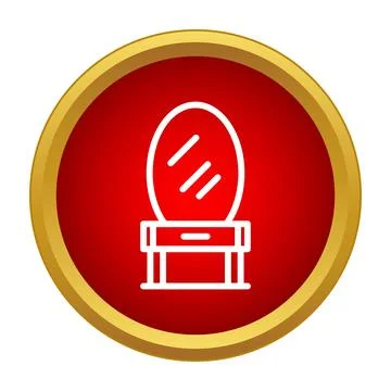 Vanity dressing table mirror line icon button Stock Illustration