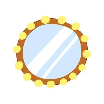 Vanity makeup mirror frame cartoon vector illustration Stock Illustration