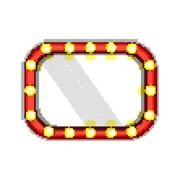 Vanity makeup mirror frame pixel art vector illustration Stock Illustration