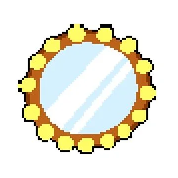 Vanity makeup mirror frame pixel art vector illustration Stock Illustration