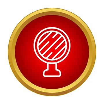 Vanity mirror grooming accessory in red and gold icon Stock Illustration