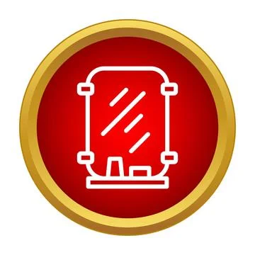 Vanity mirror grooming icon in red circle Stock Illustration
