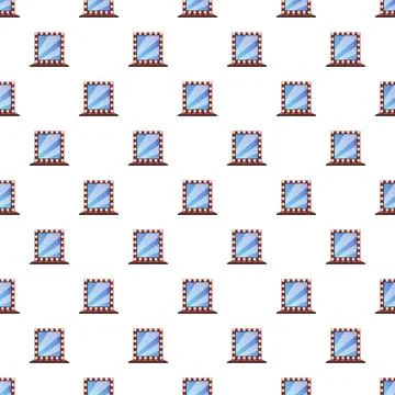 Vanity mirrors with lights creating a seamless pattern Stock Illustration