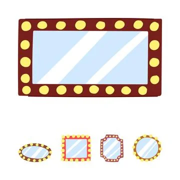 Vanity mirrors set with glowing light bulbs Stockillustratie