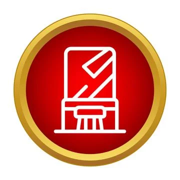 Vanity table icon with mirror and stool Stock Illustration