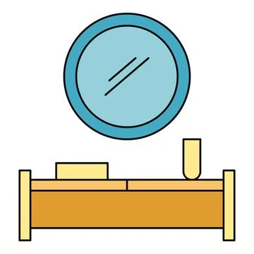 Vanity table with mirror, box, and vase Stock Illustration