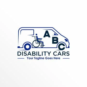 Vans car logo free vector stock. Wheelchair abstract design concept. Illustrazione stock