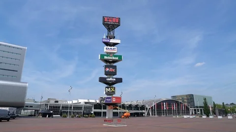 Vans unloading in front of the RAI congress centre Stock Footage 111346276