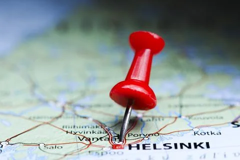 Vantaa, Finland pin on map Stock Photos