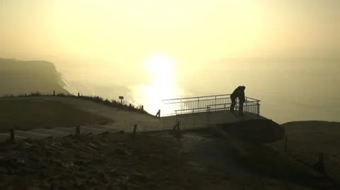 Vantage point at sea (at sunset) Stock Footage 10843900