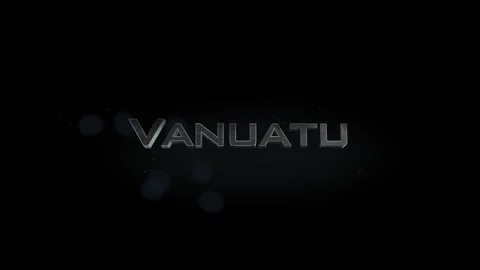 Vanuatu 3D title word made with metal animation text on transparent black Stock Footage 255613169