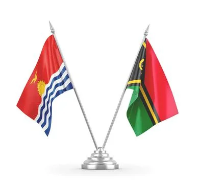 Vanuatu and Kiribati table flags isolated on white 3D rendering Stock Illustration