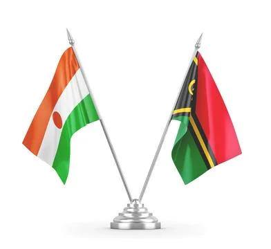 Vanuatu and Niger table flags isolated on white 3D rendering Stock Illustration