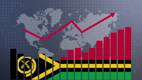 Vanuatu bar chart graph with ups and downs, increasing values, concept of e.. Vidéo 281167079