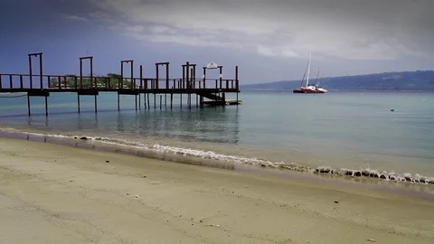 Vanuatu beach and jetty Stock Footage 76544739