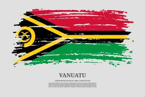 Vanuatu flag with brush stroke effect and information text poster, vector Stock Illustration