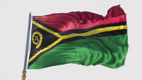 Vanuatu Flag on a flagpole Waving on Transparent Alpha Background Stockbeeldmateriaal 292930631