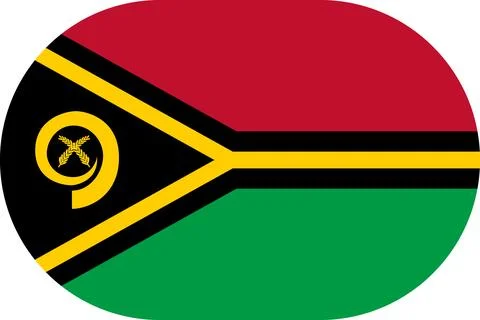 Vanuatu flag in flat oval design Illustrazione stock