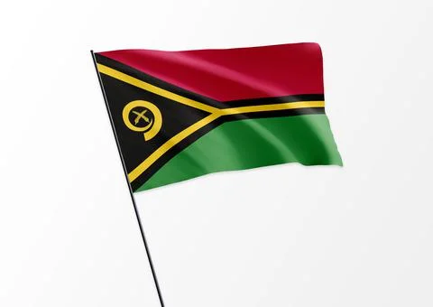 Vanuatu flag flying high in the isolated background Vanuatu independence day Stock Illustration
