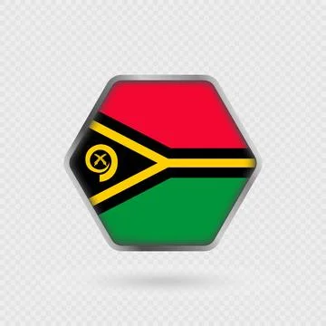 Vanuatu flag in a hexagon frame. Stock Illustration