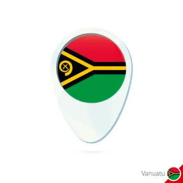 Vanuatu flag location map pin icon on white background. Stock Illustration