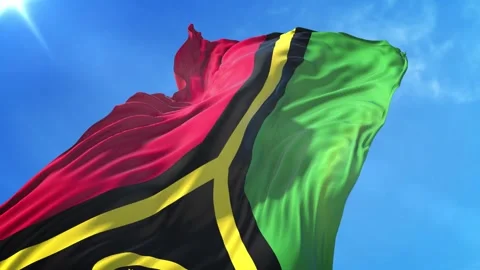 Vanuatu Flag Low Angle View Stock Footage 295700865