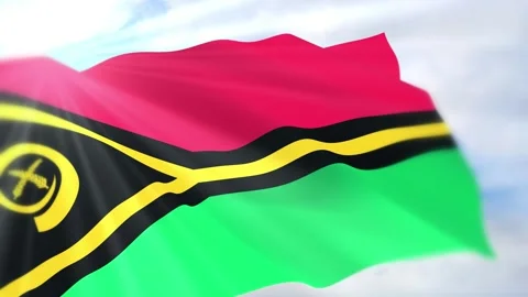 Vanuatu Flag Seamless Loop 4k 60fps on Sky Background Stock Footage 340621401