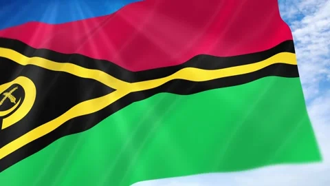 Vanuatu Flag Seamless Loop 4k 60fps on Sky Background Stock Footage 341679810