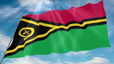 Vanuatu Flag Seamless Loop 4k 60fps on Sky Background Stock Footage 341752927