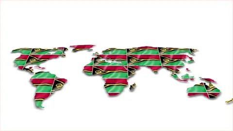 Vanuatu flag wave 3d earth map animation white background Stock Footage 264303217