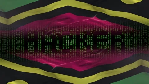 Vanuatu flag - Waving flag on matrix binary code background Stock Footage 321420718