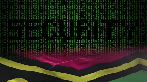Vanuatu flag - Waving flag on matrix binary code background Stock Footage 321422644