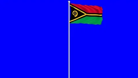 Vanuatu Flag Waving Fluttering on Wind Loopable Green Blue Screen Matte Stock-Footage 77568731