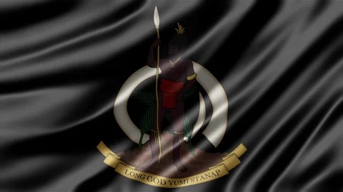 Vanuatu flag waving gracefully in motion showing national emblem Stock Footage 345135786