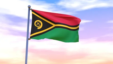 Vanuatu Flag waving in the high wind Video stock 155459484