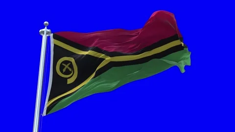 Vanuatu Flag Waving in Loopable and Textured green screen background Stock Footage 296875999