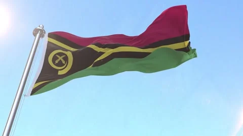 Vanuatu Flag waving in the sky Stock Footage 342795924